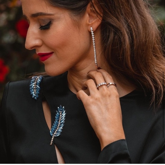 NWT ZARA Leaf Satin Effect Dress Black S Blogger’s Favorite - Picture 3 of 9